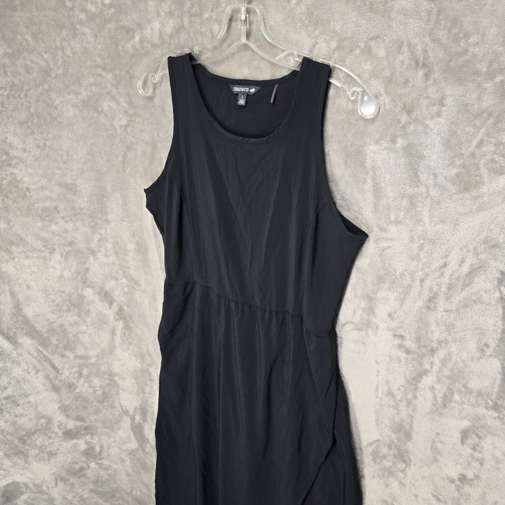 Toad&Co Sunkissed Maxi Dress Women L Black Minimalist Gorpcore Athleisure Pocket - Picture 11 of 16